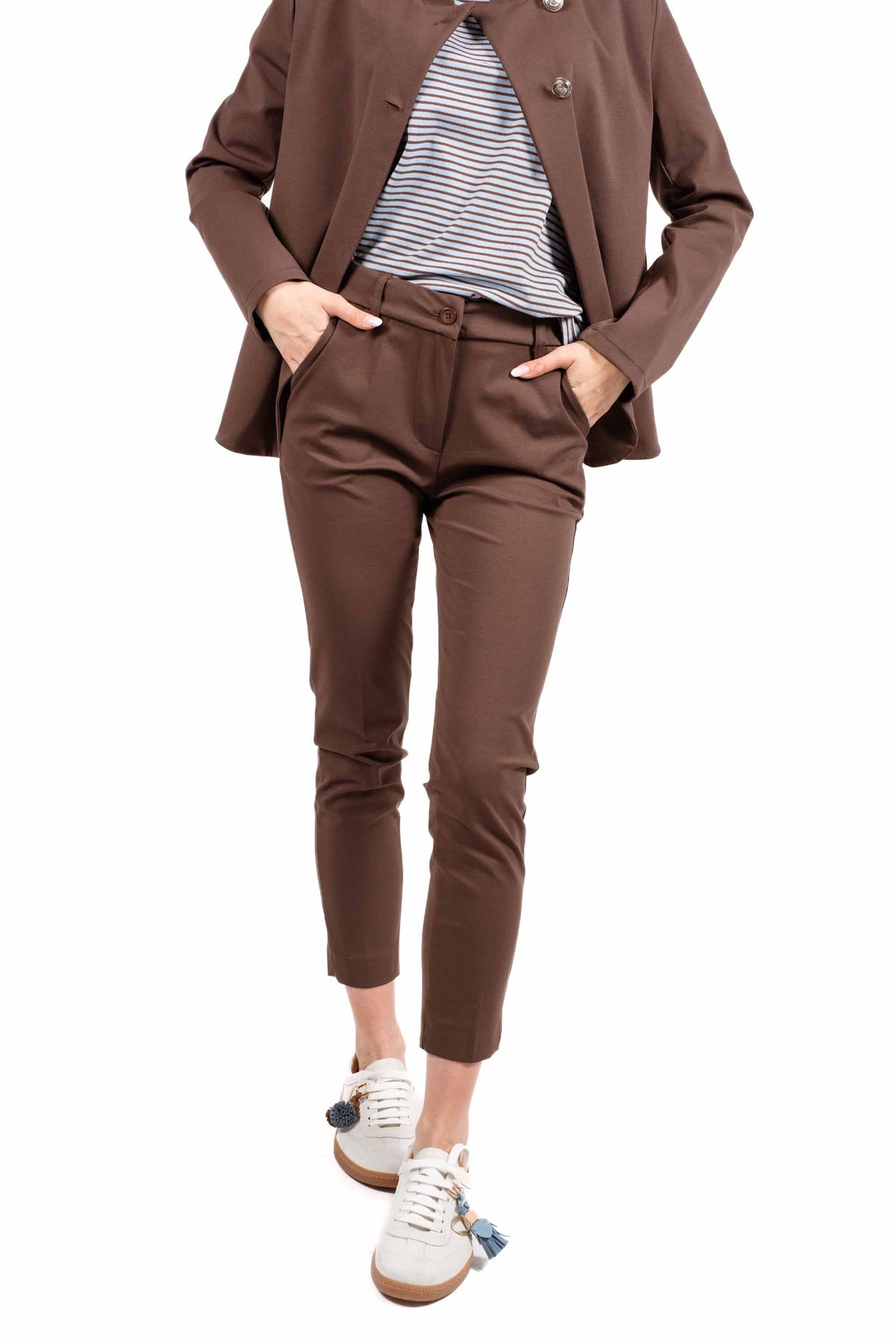 Pantaloni a Sigaretta Cioccolato donna Miss love - 1