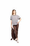 T-shirt Over a Righe Celeste/Marrone donna Miss love - 3