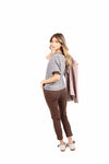 T-shirt Over a Righe Celeste/Marrone donna Miss love - 2