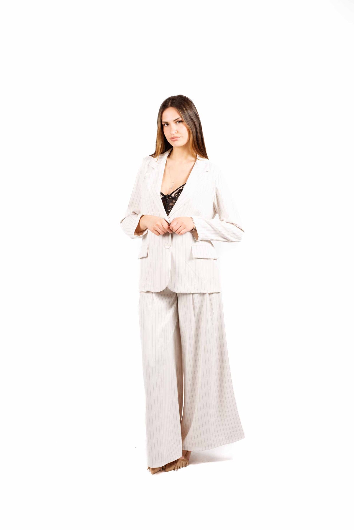 Blazer Gessato Crema donna Miss love - 2