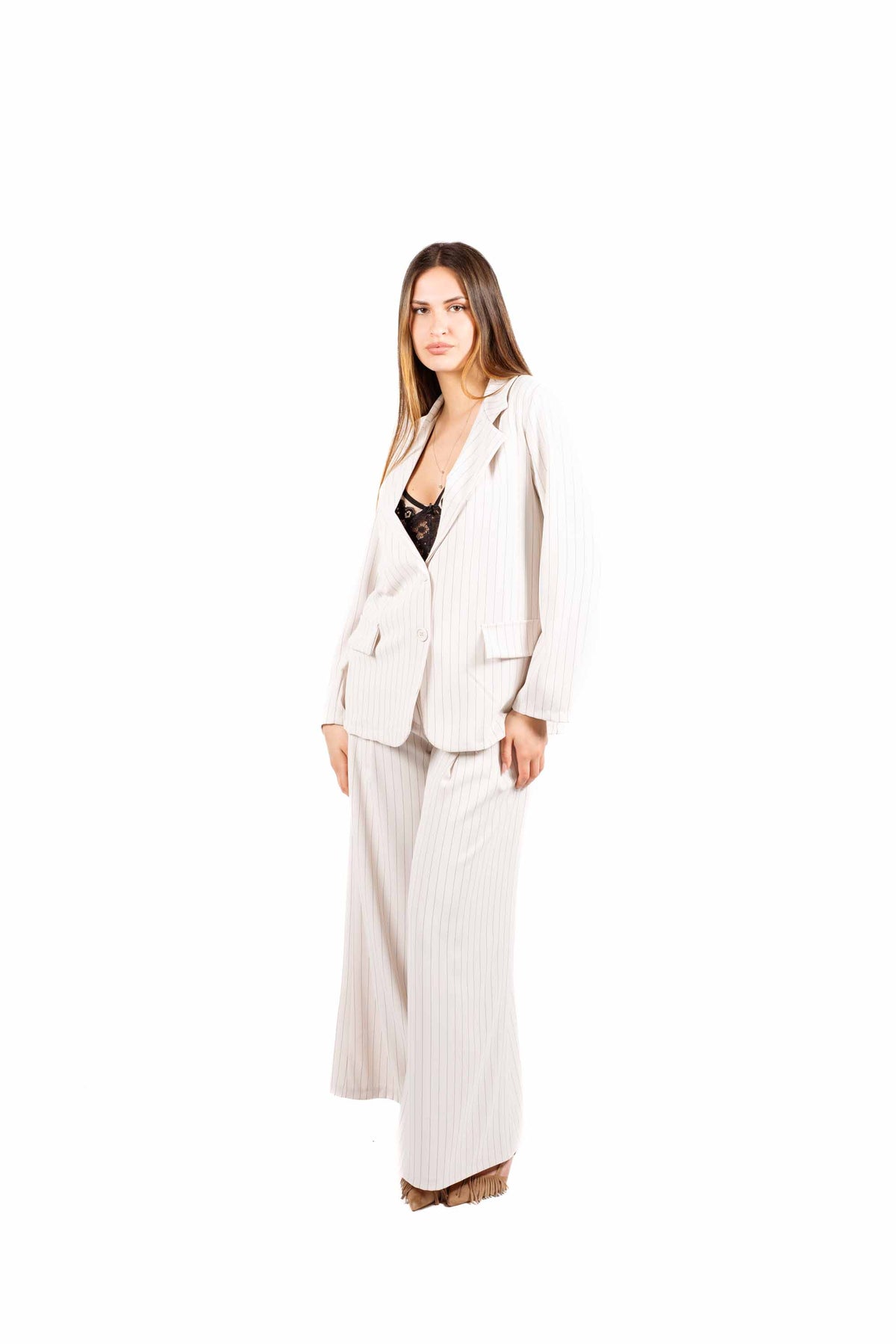 Blazer Gessato Crema donna Miss love - 3