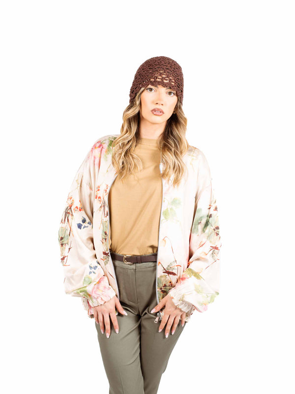 Bomber in Satin a Fantasia Floreale da donna Miss love