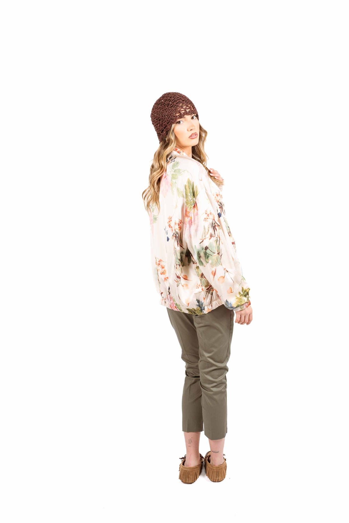 Bomber in Satin a Fantasia Floreale donna Miss love - 2