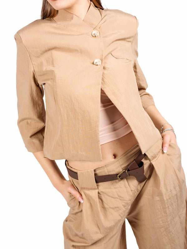 Giacca Cropped Strutturata Sabbia da donna Miss love