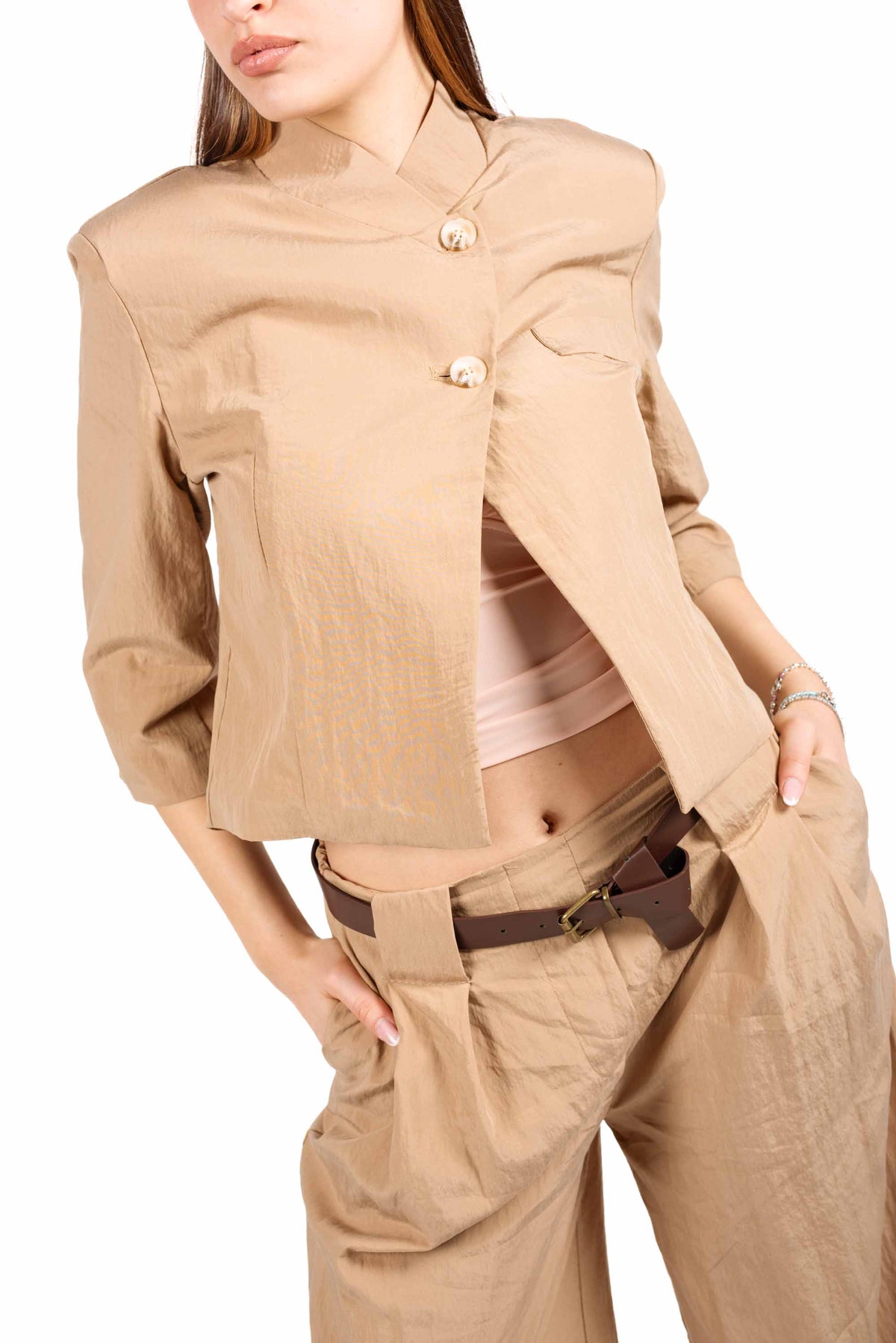 Giacca Cropped Strutturata Sabbia donna Miss love - 1