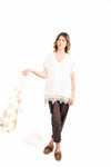 T-shirt Bianca con Balza in Pizzo donna Miss love - 5