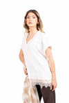 T-shirt Bianca con Balza in Pizzo donna Miss love - 1