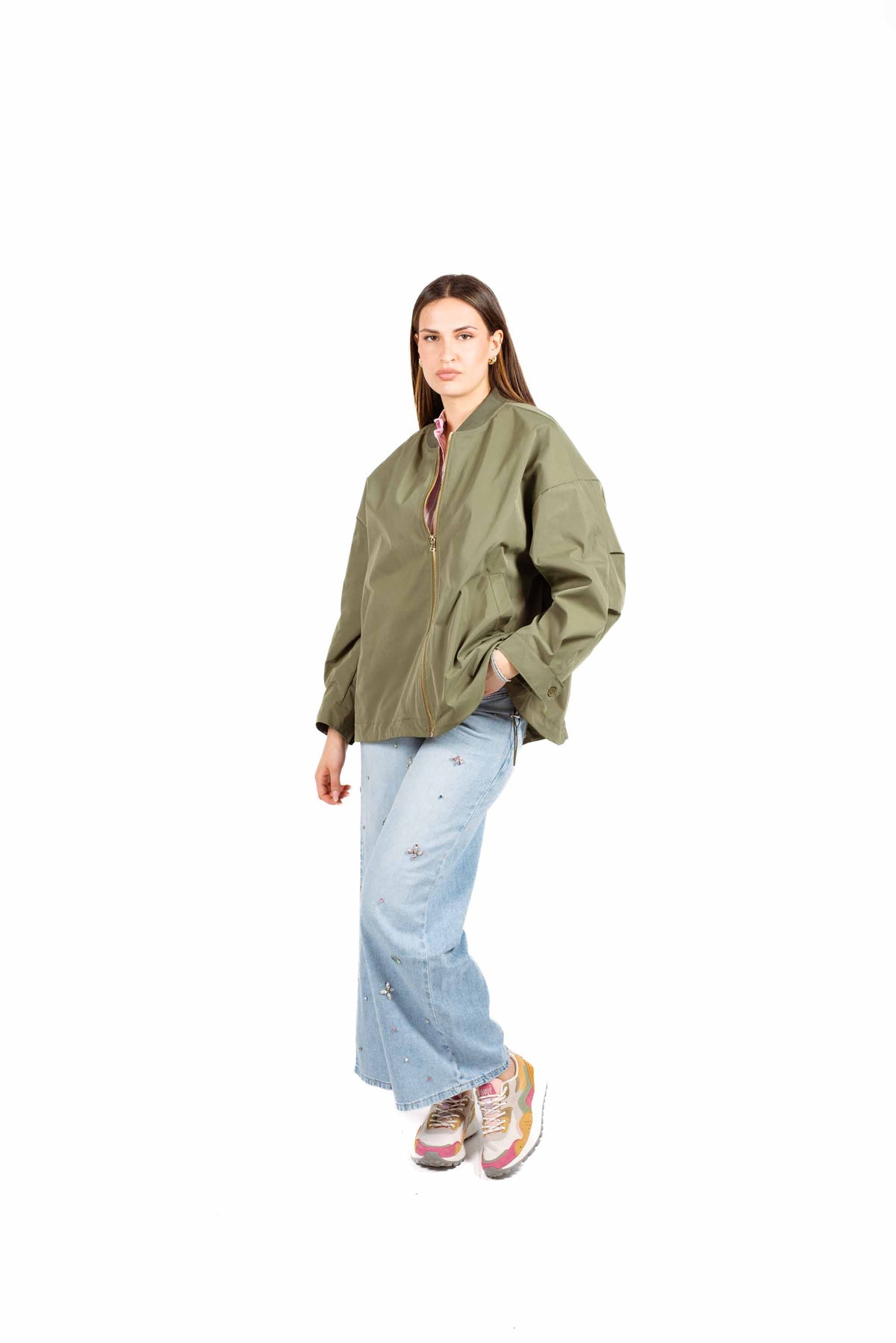 Bomber Oversize in Tessuto Tecnico Militare donna Miss love - 6
