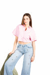 Camicia Cropped a Righe Rosa donna Miss love - 4