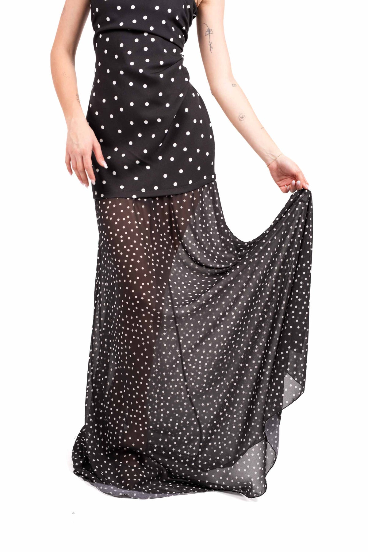 Abito Lungo a Pois Nero donna Miss love - 6