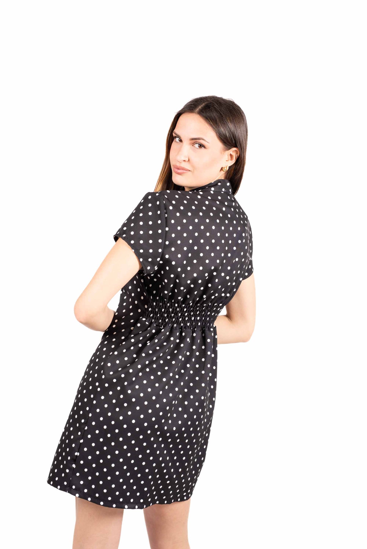 Abito Mini a Pois con Scollo Cut-out Nero donna Miss love - 3