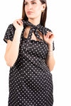 Abito Mini a Pois con Scollo Cut-out Nero donna Miss love - 2