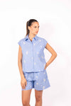Camicia Smanicata a Righe con Ricami donna Miss love - 2