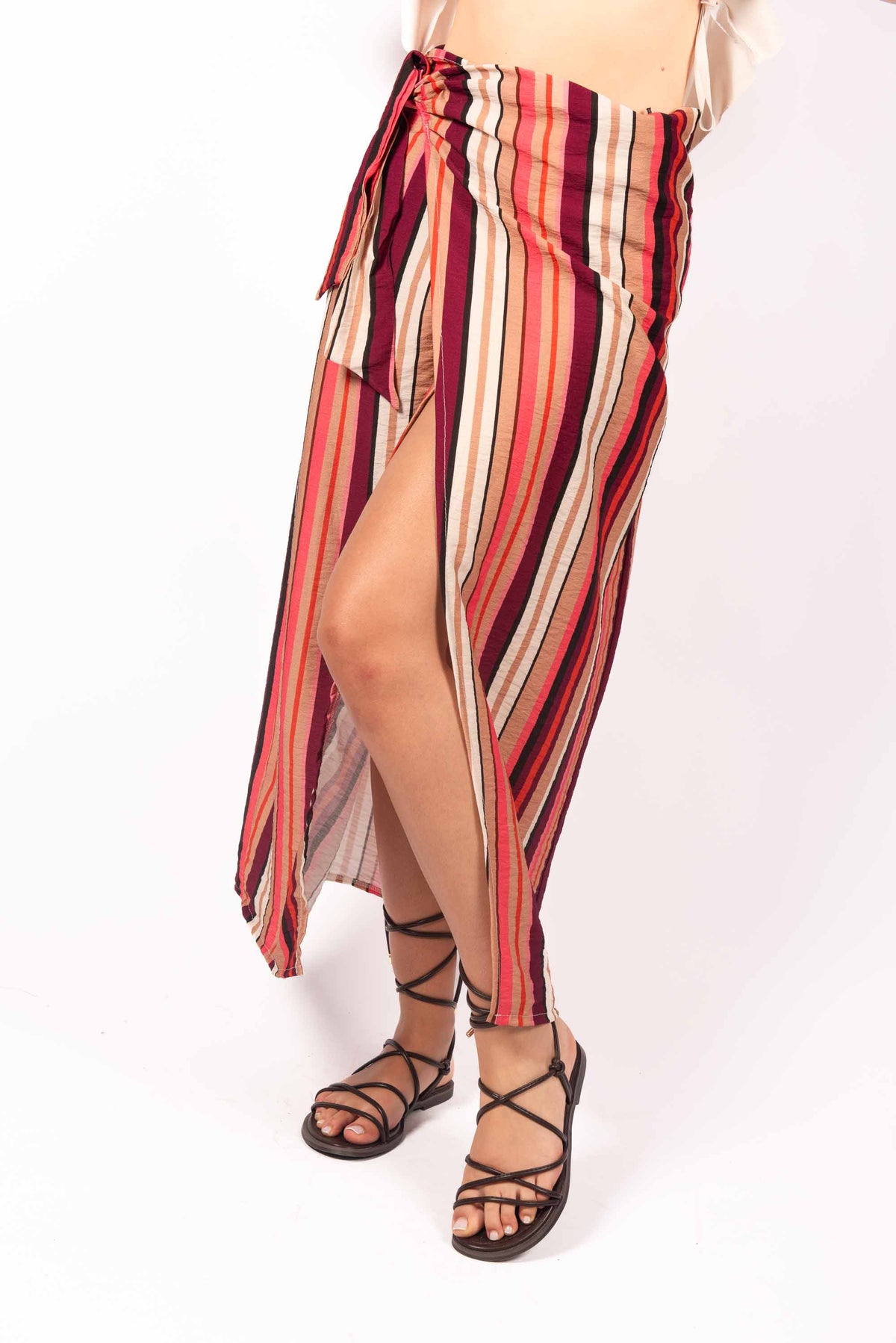 Gonna Pareo a Righe Multicolor donna Miss love - 1