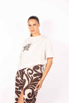 T-Shirt Asimmetrica con Applicazione Paillettes donna Miss love - 1