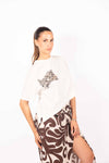 T-Shirt Asimmetrica con Applicazione Paillettes donna Miss love - 3