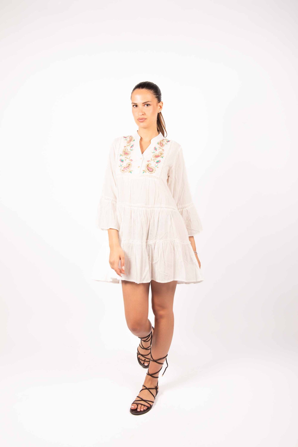 Abito Corto Ricamato Paisley donna Miss love - 4