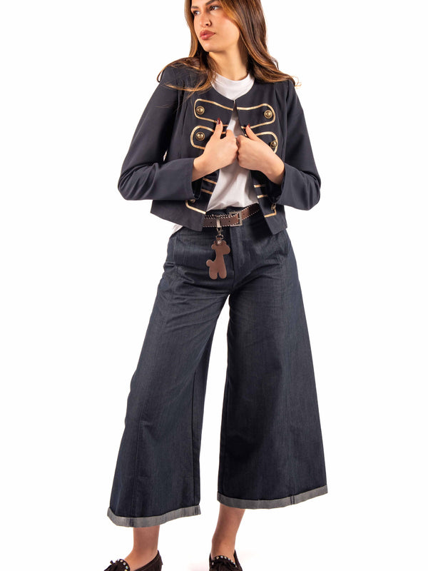 Pantaloni Denim Scuro con Cintura e Charms da donna Miss love