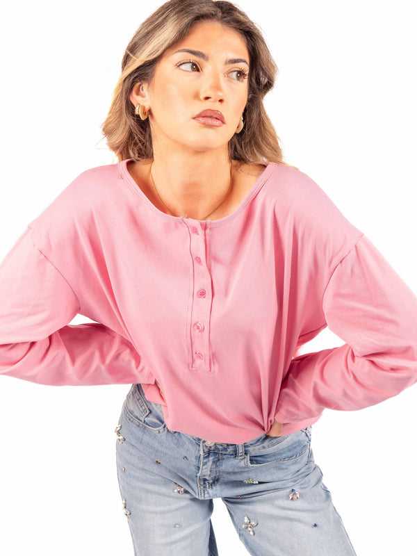 T-Shirt Manica Lunga Rosa da donna Miss love