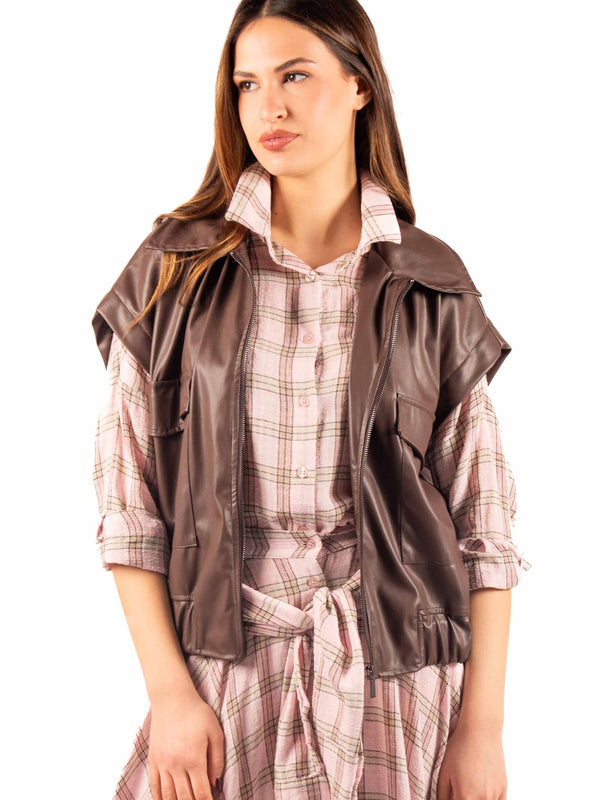 Gilet in Ecopelle Marrone da donna Miss love
