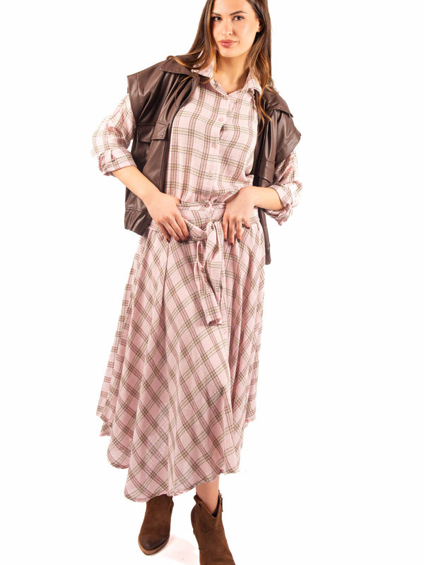 Gonna Soft Check Rosa/Beige da donna Miss love