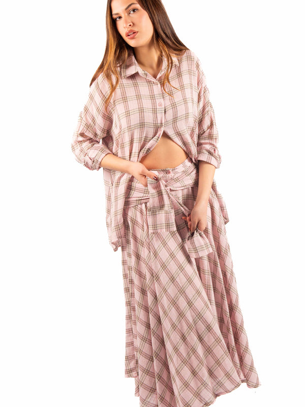 Camicia Soft Check Rosa da donna Miss love