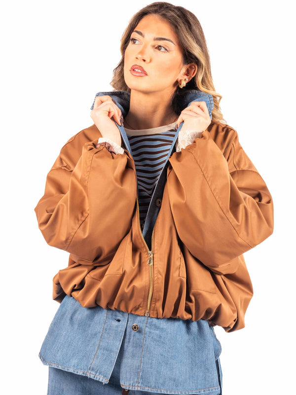 Bomber Effetto Tecnico Marrone da donna Miss love
