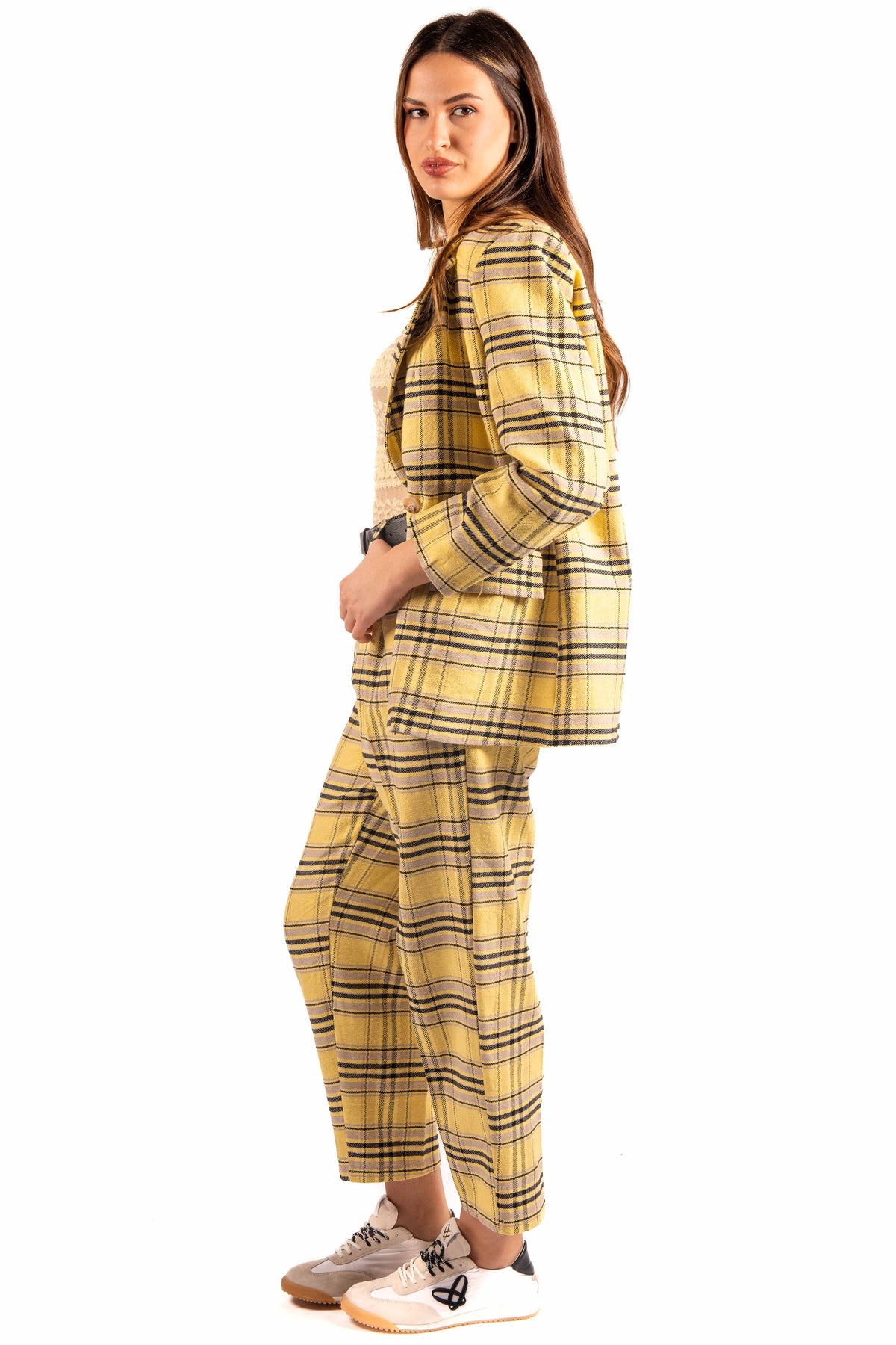 Blazer Check Giallo donna Miss love - 3