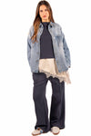 Felpa Basic Crop Accoppiata Blu donna Miss love - 3