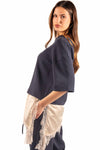 Felpa Basic Crop Accoppiata Blu donna Miss love - 1