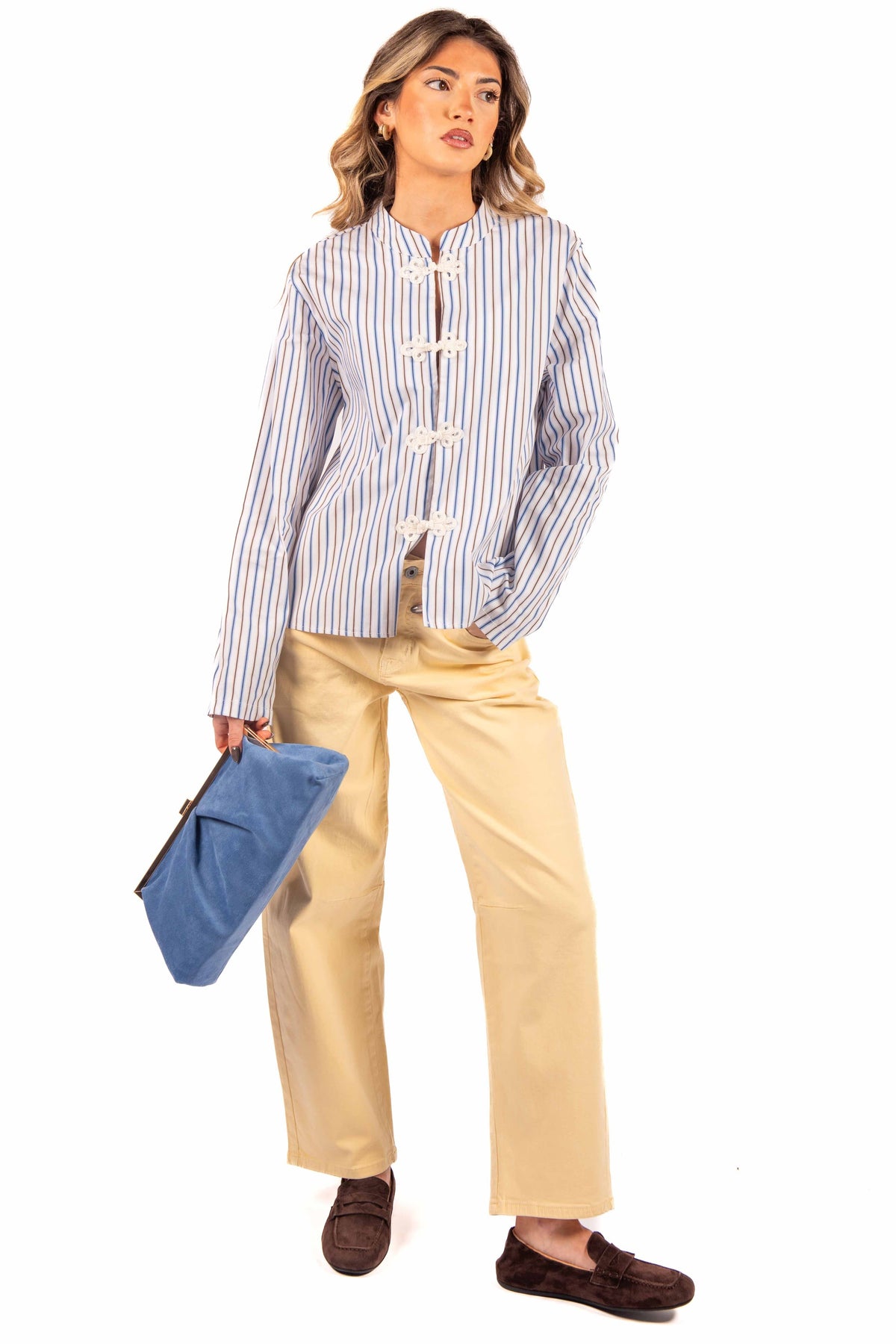 Camicia a Righe con Chiusure Decorative donna Miss love - 1
