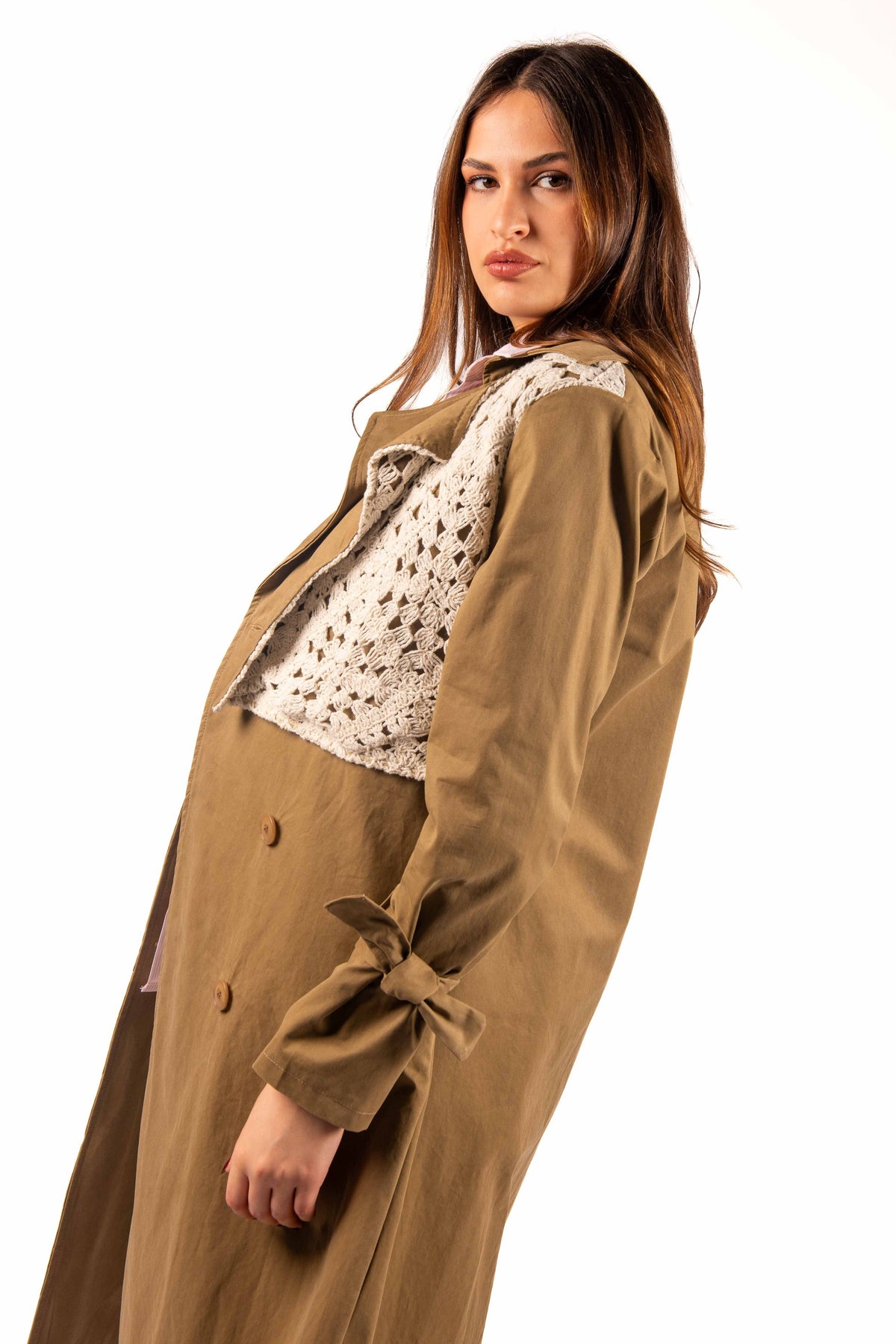 Trench con Dettaglio Crochet donna Tensione in - 3