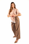 T-Shirt Effetto doppio Asimmetrica Beige donna Tensione in - 2