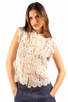 Top in Pizzo con Alamari Panna donna Tensione in - 1