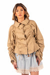 Giubbino con Coulisse ed Arricciature Cammello donna Tensione in - 1