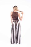 Pantaloni a Righe con Cintura Marrone/Bianco donna Miss love - 3
