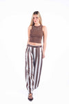 Pantaloni a Righe con Cintura Marrone/Bianco donna Miss love - 2
