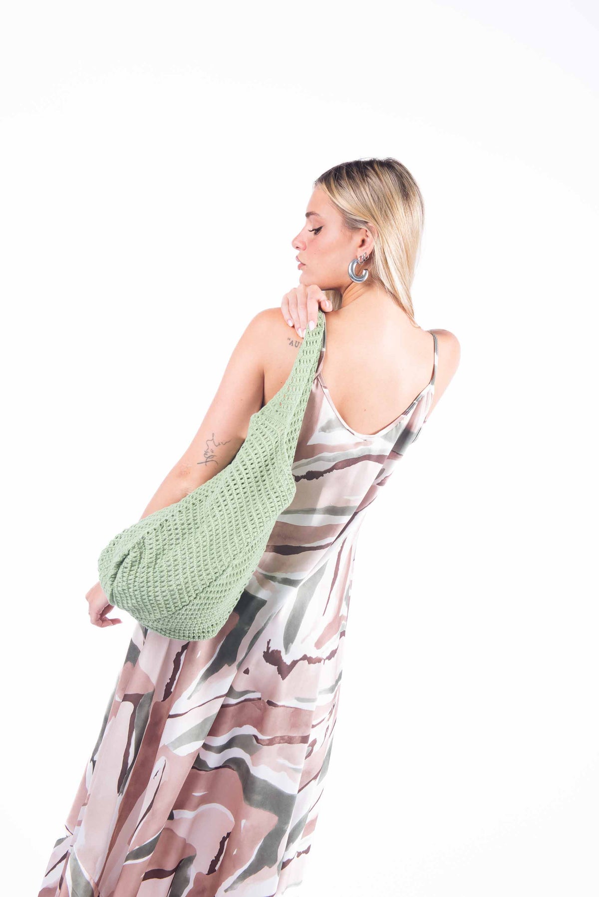 Borsa Tote in Maglia Traforata Verde donna Miss love - 2