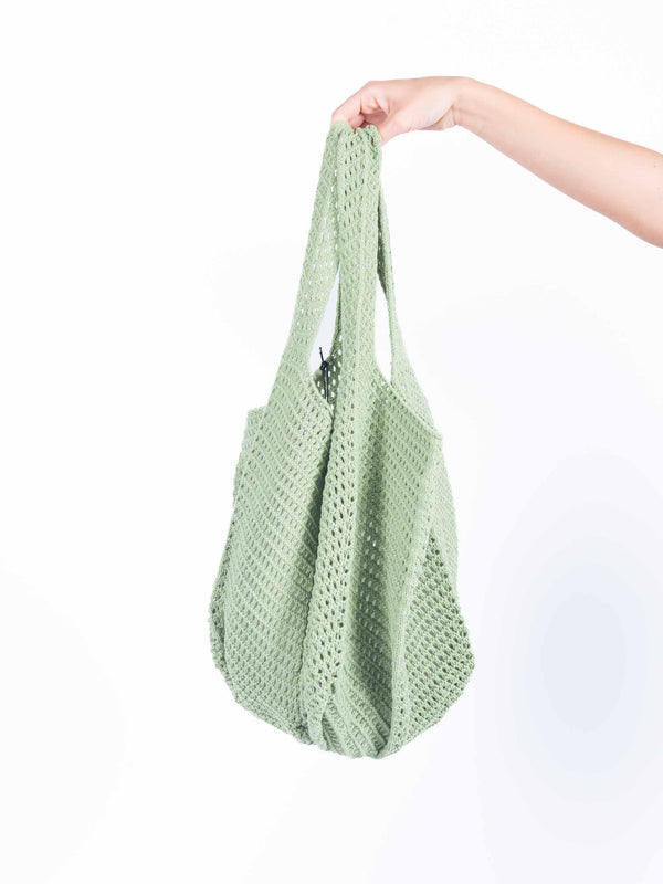 Borsa Tote in Maglia Traforata Verde da donna Miss love