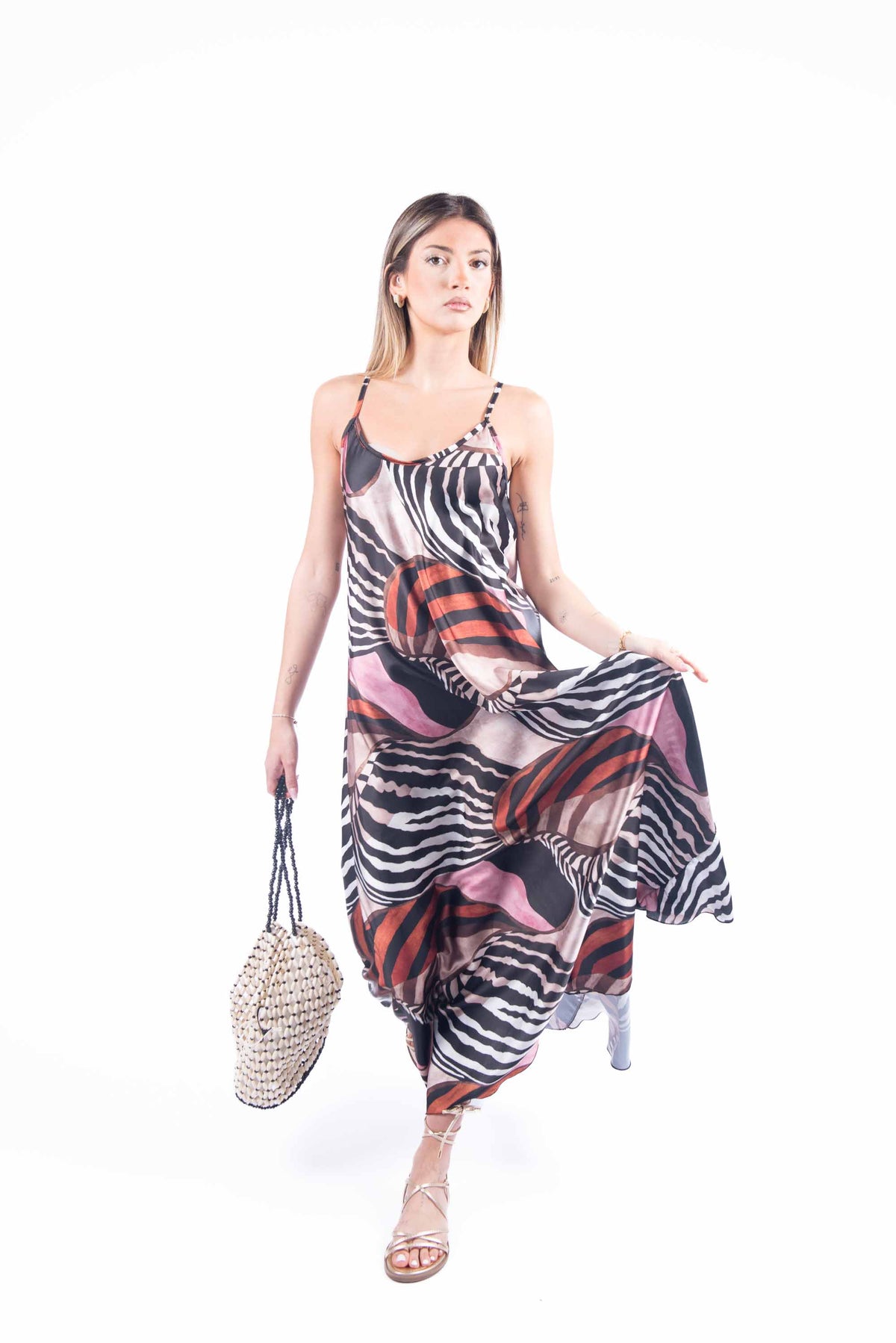 Abito Lungo Satinato a Fantasia donna Miss love - 6