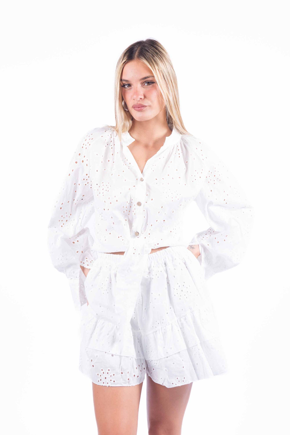 Completo in Sangallo con Camicia e Minigonna donna Miss love - 2