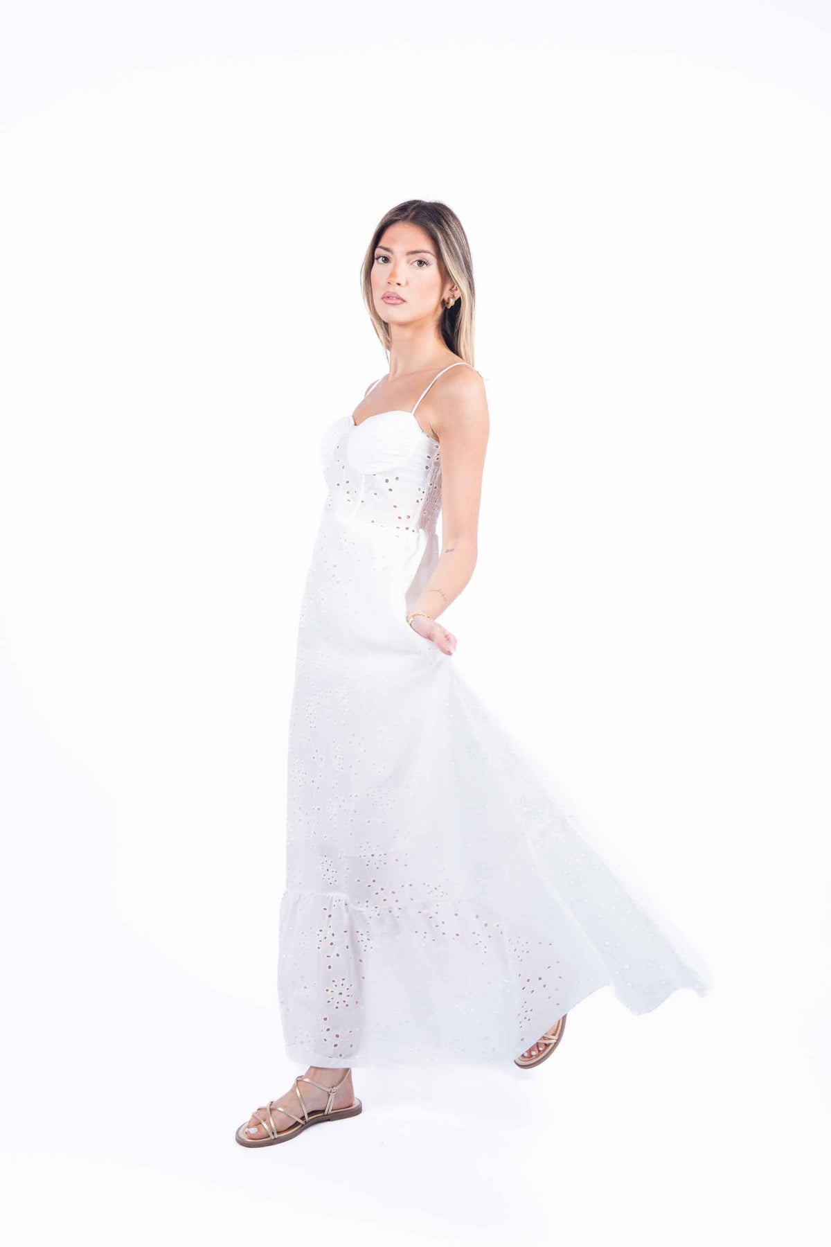 Abito in Sangallo Bianco donna Miss love - 6