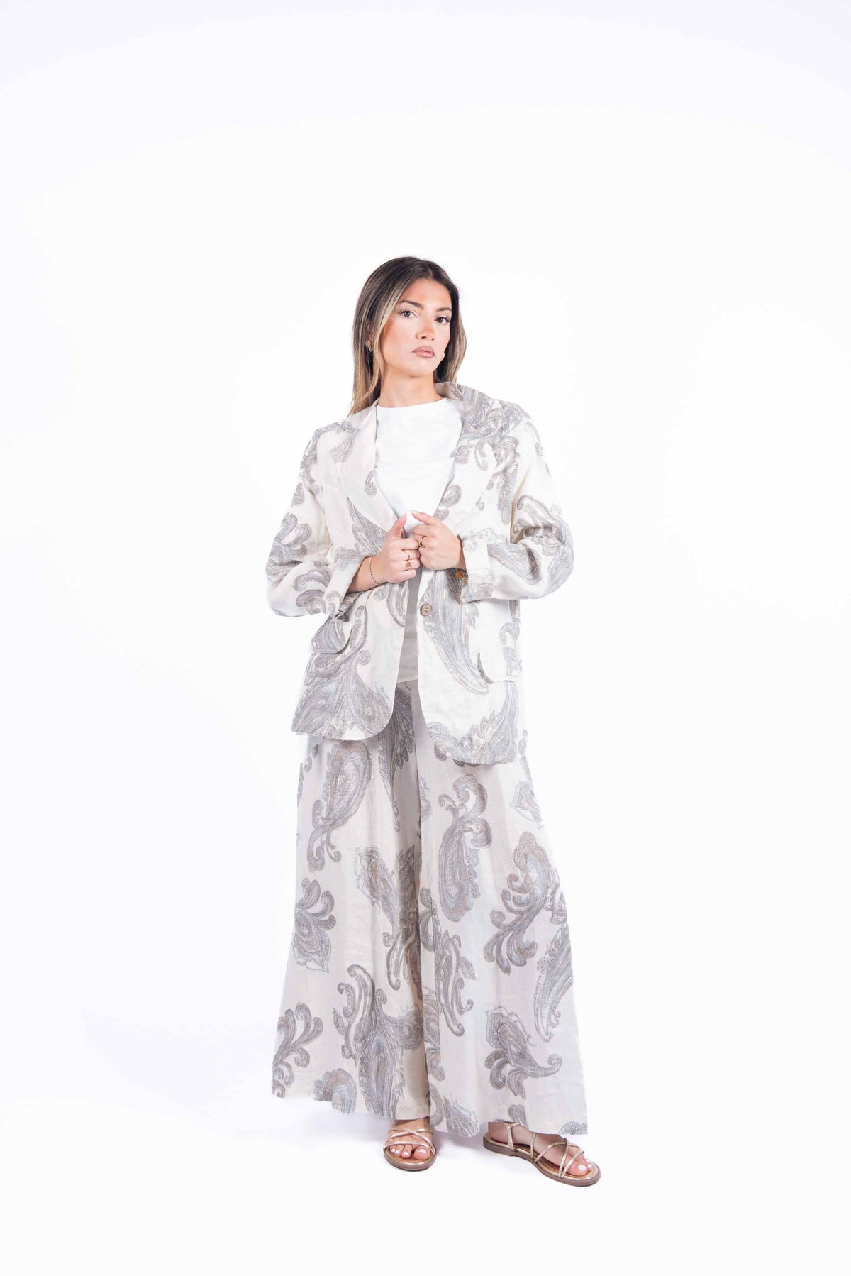 Blazer in Lino con Stampa Paisley donna Miss love - 2