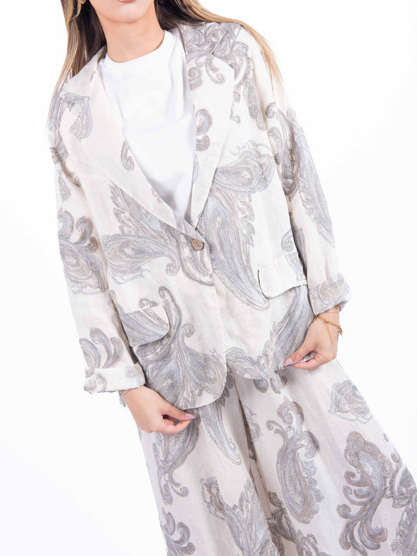 Blazer in Lino con Stampa Paisley da donna Miss love