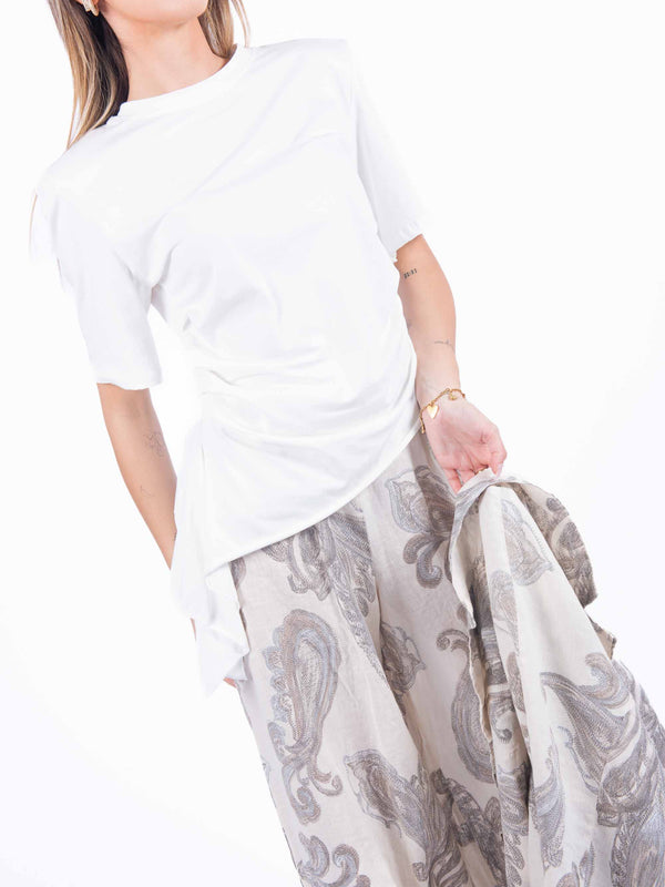 T-Shirt Asimmetrica con Drappeggio da donna Miss love