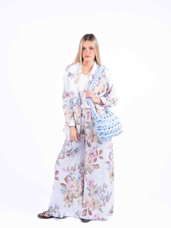 Blazer in Lino a Fiori da donna Miss love