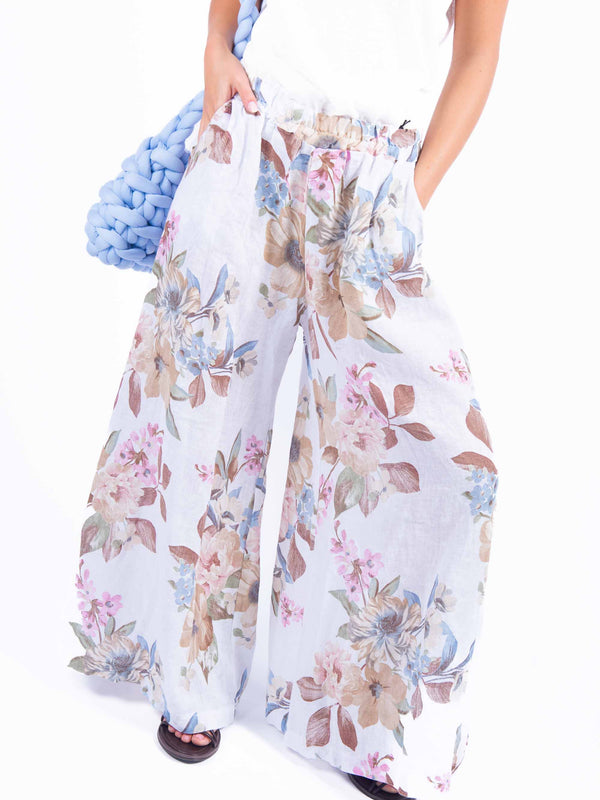 Pantaloni in Lino a Fiori da donna Miss love
