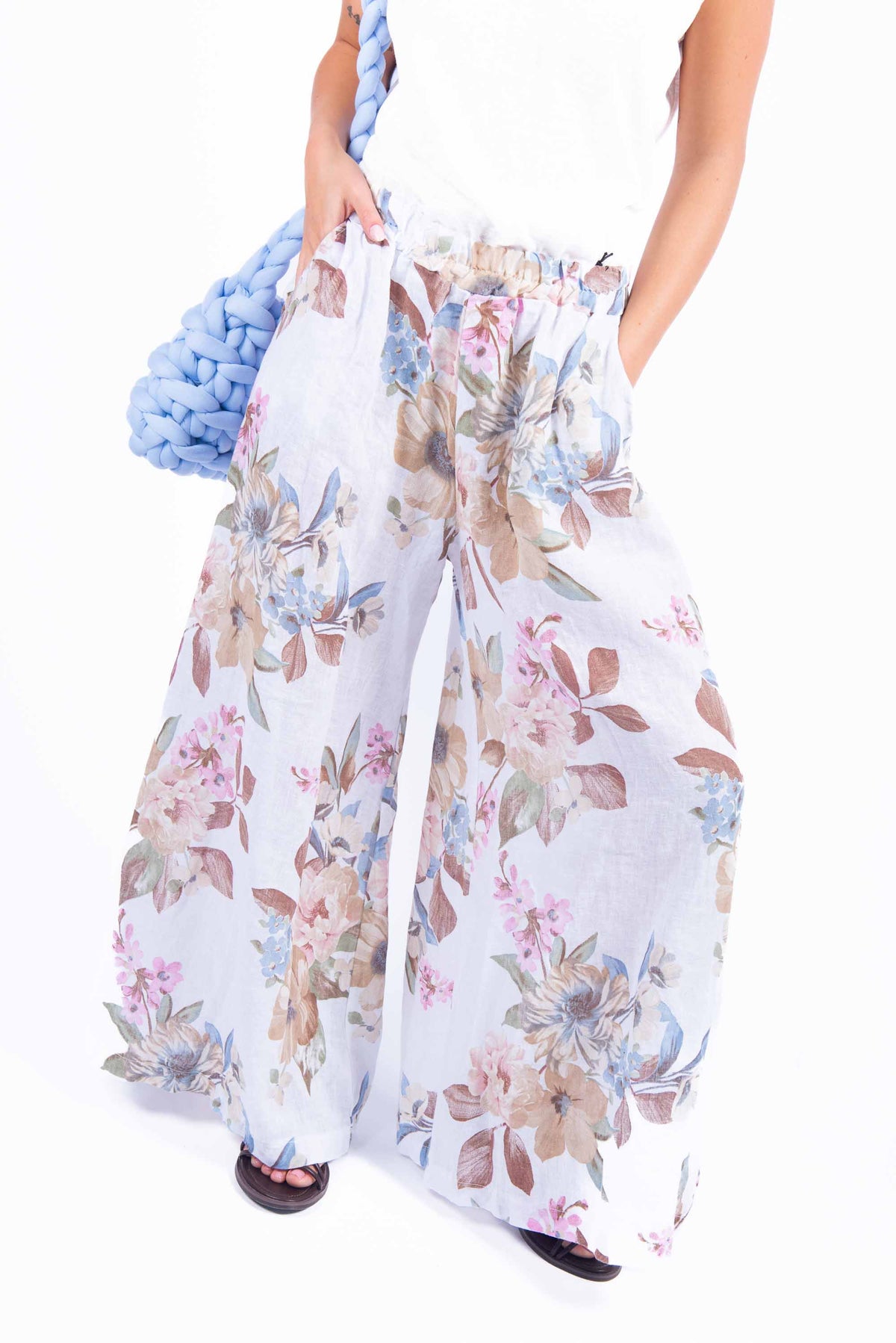 Pantaloni in Lino a Fiori donna Miss love - 1