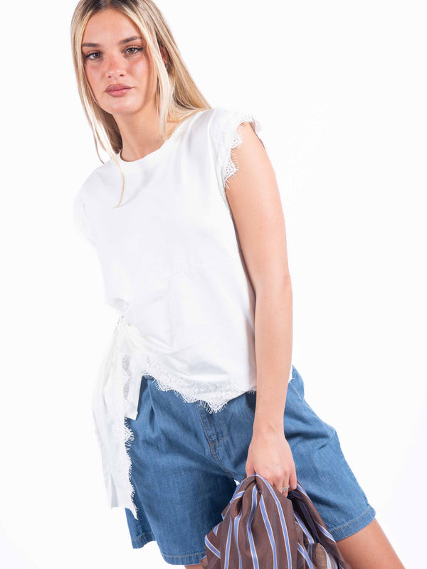 Top Lace Bianco da donna Miss love