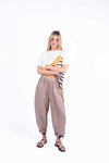 Pantaloni Lino Relax Fit Marrone donna Miss love - 5